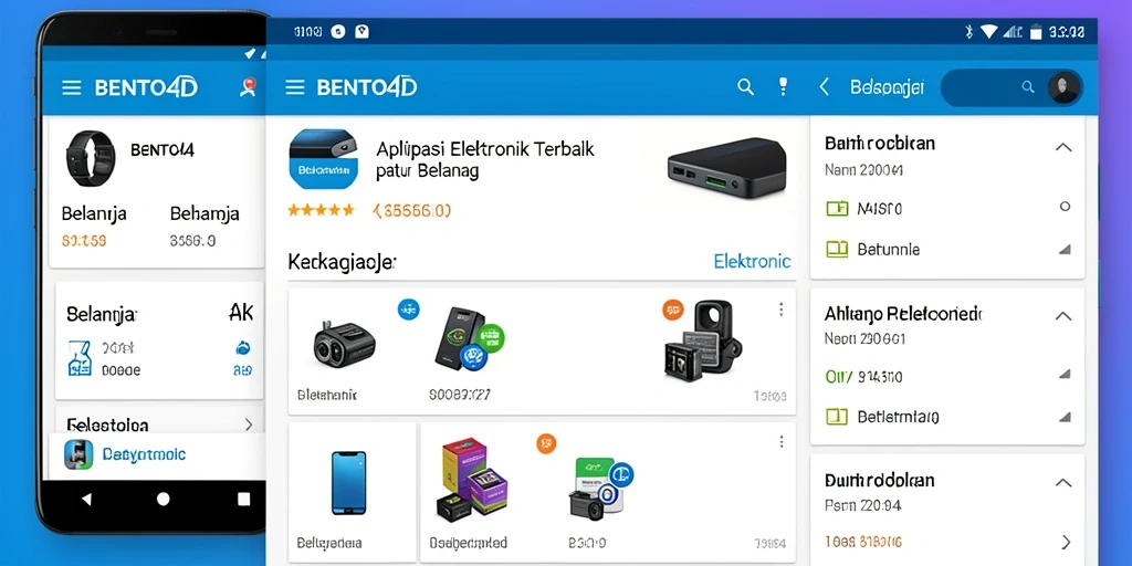 Antarmuka aplikasi BENTO4D untuk berbelanja elektronik dengan mudah.