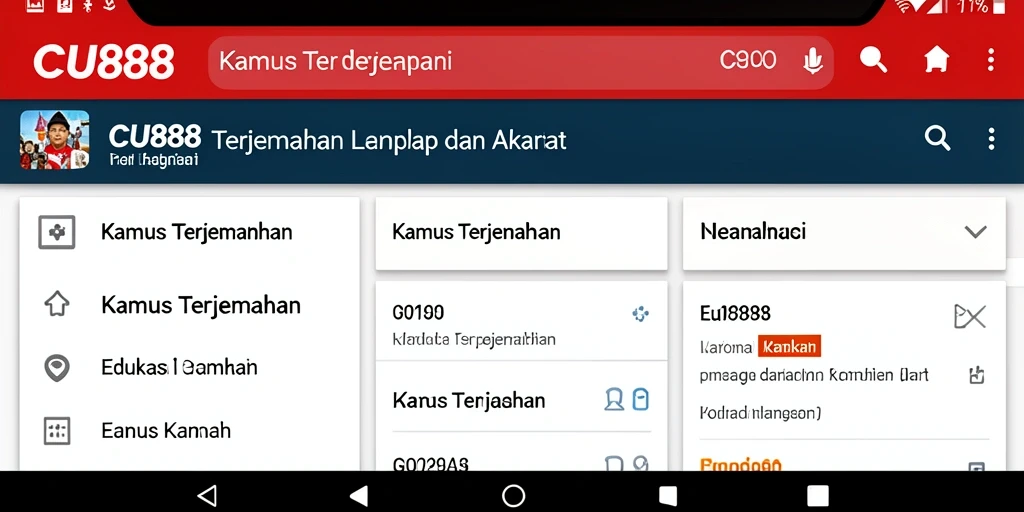 Tampilan antarmuka <strong>CU888</strong> dengan fungsi Kamus Terjemahan yang intuitif dan modern.