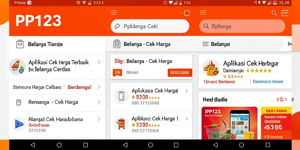 Tampilan antarmuka PP123 yang menunjukkan perbandingan harga produk.